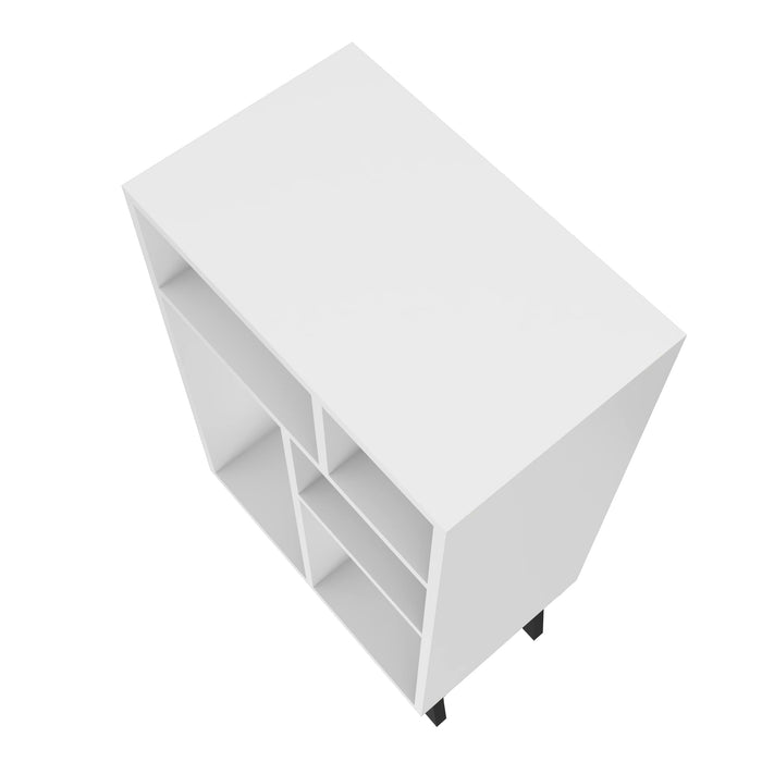 Manhattan Comfort Warren Low Bookcase with 5 Shelves - White & Black