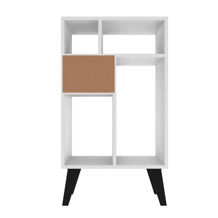 Manhattan Comfort Warren Low Bookcase with 5 Shelves - White & Black