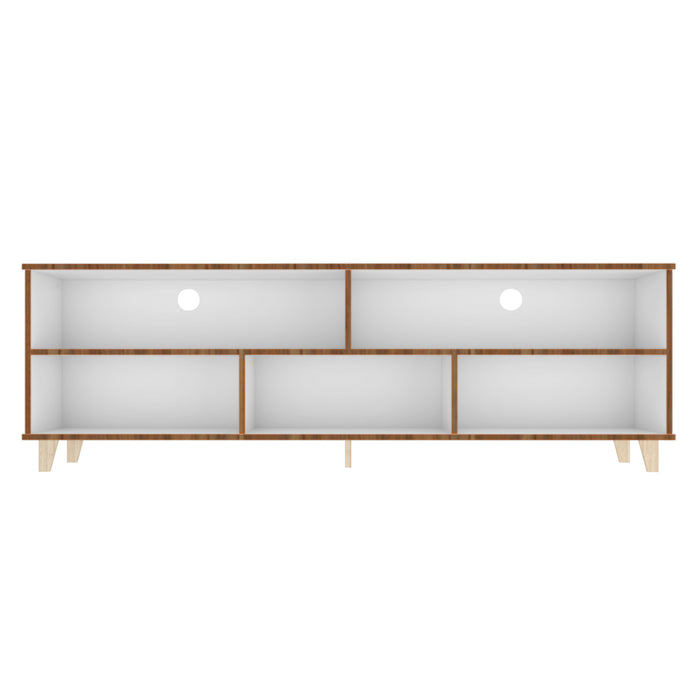Manhattan Comfort Warren 70.87\" TV Stand with 5 Shelves - White & Oak
