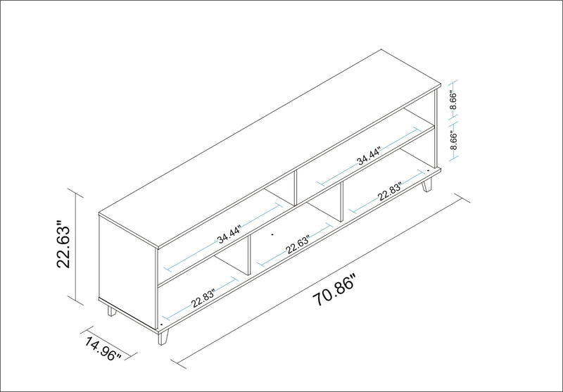 Manhattan Comfort Warren 70.87\" TV Stand with 5 Shelves - White & Oak