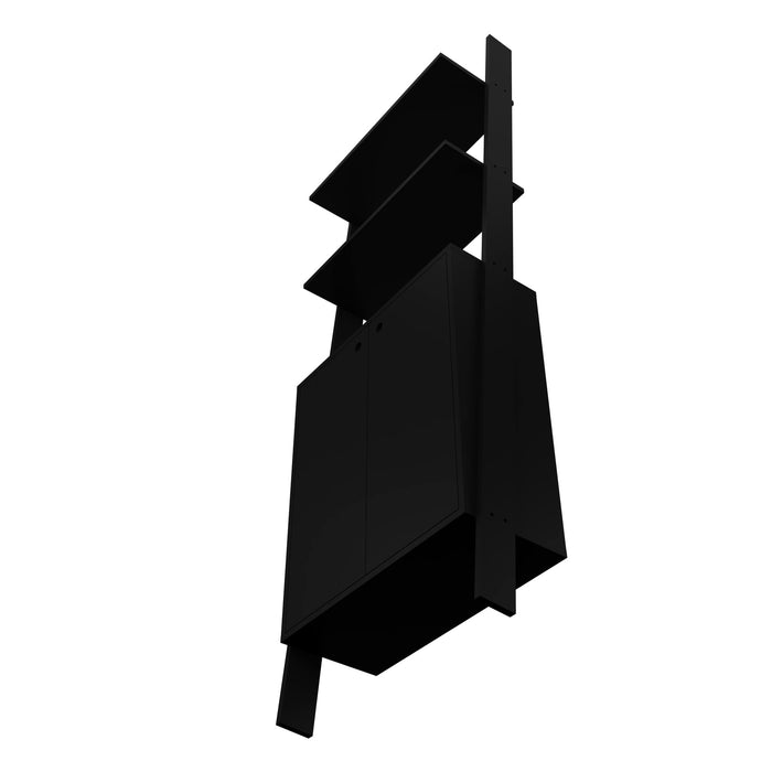 Manhattan Comfort Cooper Ladder Display Accent Cabinet with 2 Floating Shelves - Black