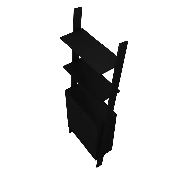 Manhattan Comfort Cooper Ladder Display Accent Cabinet with 2 Floating Shelves - Black