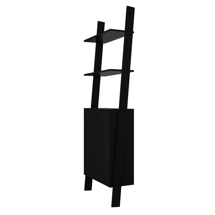 Manhattan Comfort Cooper Ladder Display Accent Cabinet with 2 Floating Shelves - Black