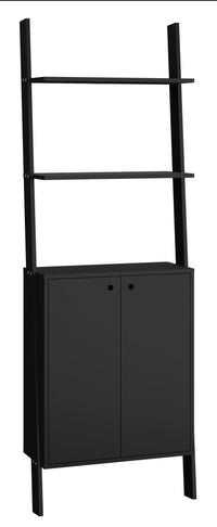 Manhattan Comfort Cooper Ladder Display Accent Cabinet with 2 Floating Shelves - Black