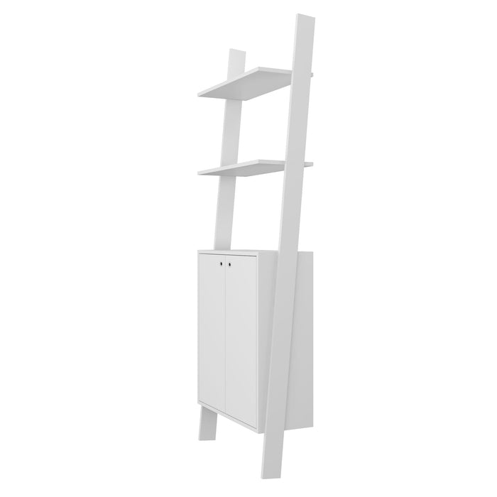 Manhattan Comfort Cooper Ladder Display Accent Cabinet with 2 Floating Shelves - White