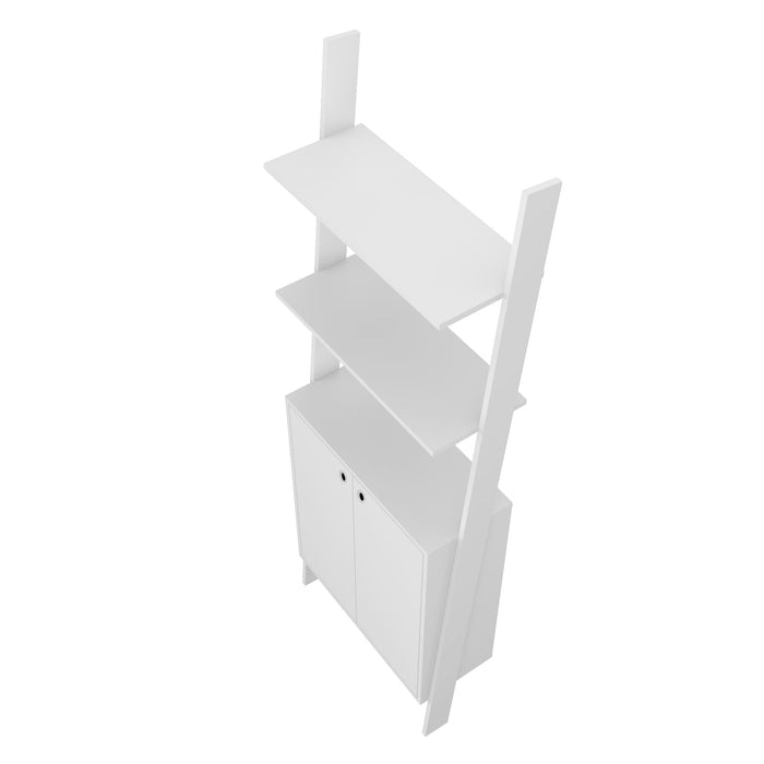 Manhattan Comfort Cooper Ladder Display Accent Cabinet with 2 Floating Shelves - White