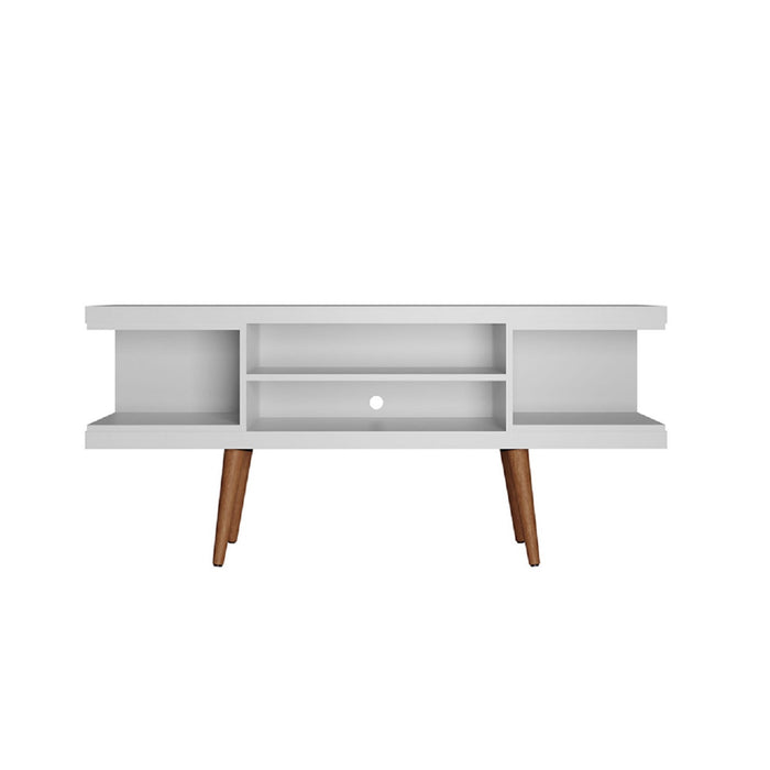 Manhattan Comfort Utopia 53.14\" TV Stand with Splayed Wooden Legs & 4 Shelves - White