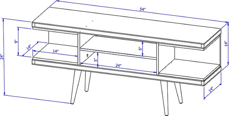 Manhattan Comfort Utopia 53.14\" TV Stand with Splayed Wooden Legs & 4 Shelves - Maple Cream