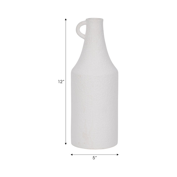 Dolomite 12\" Rough Textured Bottle Vase - White