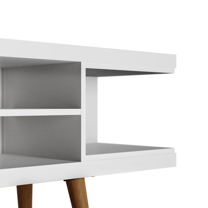 Manhattan Comfort Utopia 70.47\" TV Stand with Splayed Wooden Legs & 4 Shelves - White
