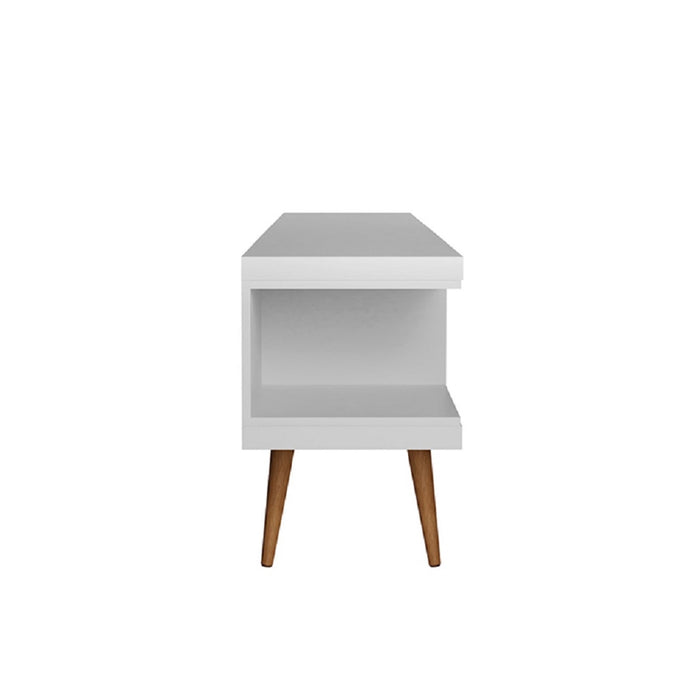 Manhattan Comfort Utopia 70.47\" TV Stand with Splayed Wooden Legs & 4 Shelves - White