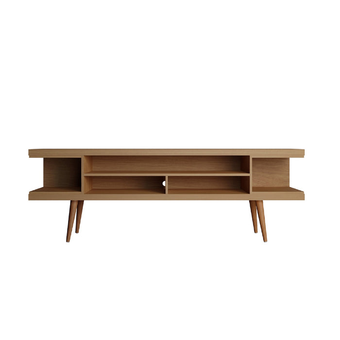 Manhattan Comfort Utopia 70.47\" TV Stand with Splayed Wooden Legs & 4 Shelves - Maple Cream