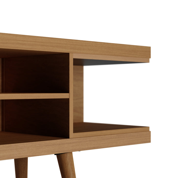 Manhattan Comfort Utopia 70.47\" TV Stand with Splayed Wooden Legs & 4 Shelves - Maple Cream