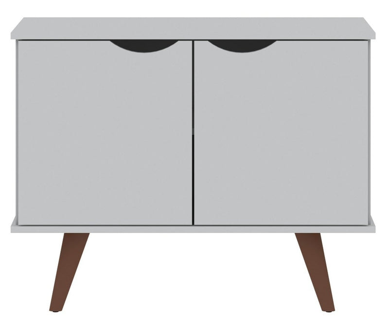 Manhattan Comfort Hampton 2-Shelf Accent Cabinet with Solid Wood Legs - White
