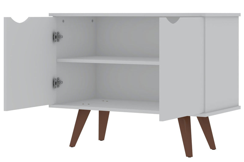 Manhattan Comfort Hampton 2-Shelf Accent Cabinet with Solid Wood Legs - White