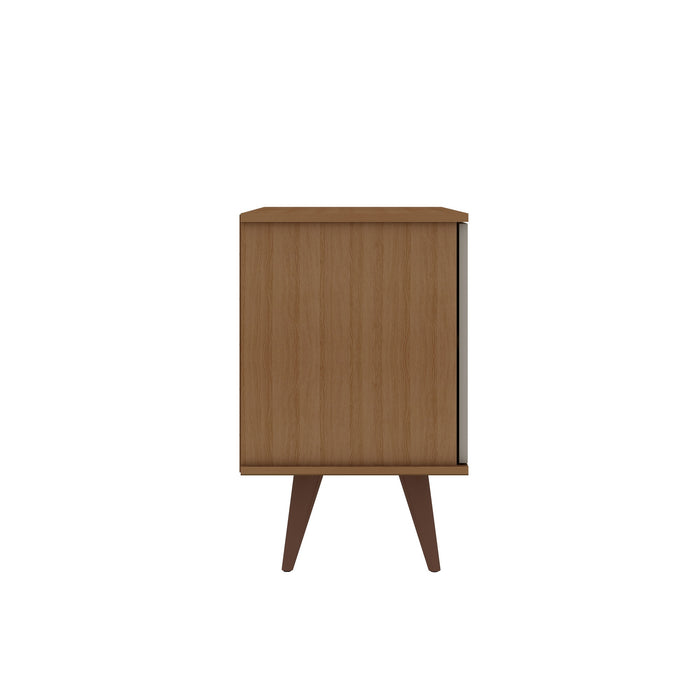 Manhattan Comfort Hampton 2-Shelf Accent Cabinet with Solid Wood Legs - Off White & Maple Cream