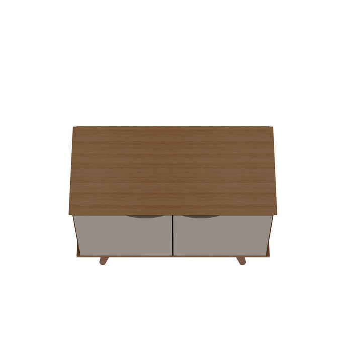 Manhattan Comfort Hampton 2-Shelf Accent Cabinet with Solid Wood Legs - Off White & Maple Cream