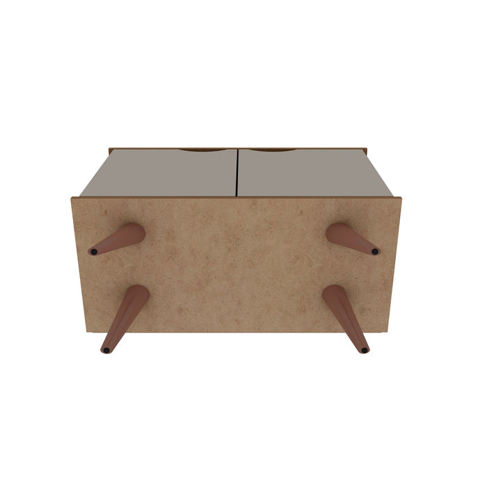 Manhattan Comfort Hampton 2-Shelf Accent Cabinet with Solid Wood Legs - Off White & Maple Cream