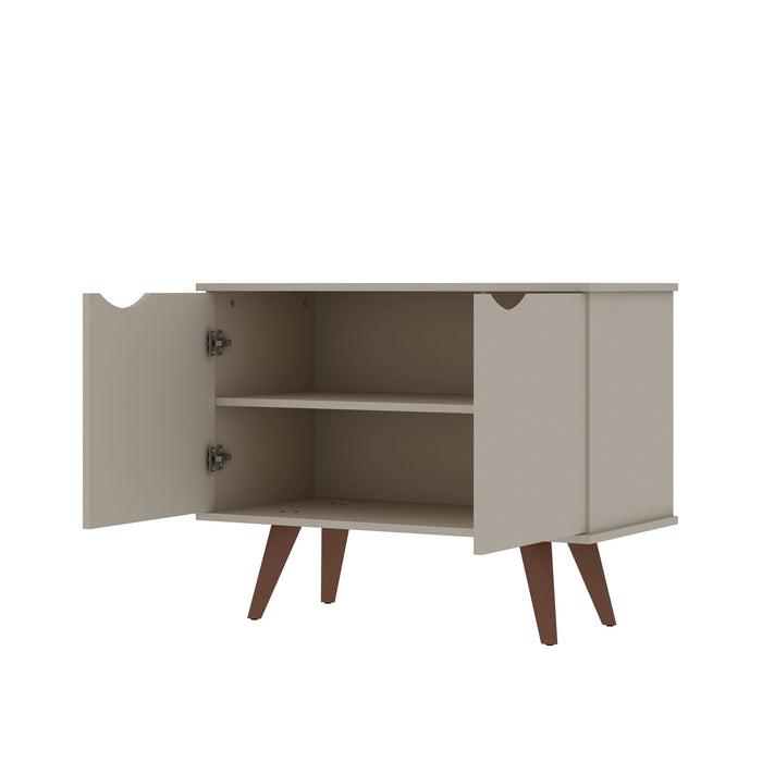 Manhattan Comfort Hampton 2-Shelf Accent Cabinet with Solid Wood Legs - Off White