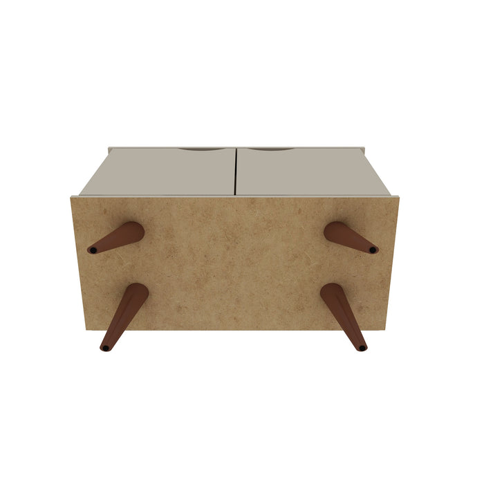 Manhattan Comfort Hampton 2-Shelf Accent Cabinet with Solid Wood Legs - Off White