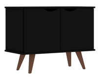 Manhattan Comfort Hampton 2-Shelf Accent Cabinet with Solid Wood Legs - Black