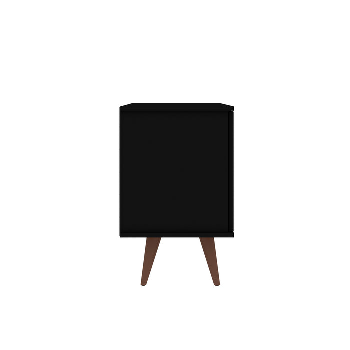Manhattan Comfort Hampton 2-Shelf Accent Cabinet with Solid Wood Legs - Black