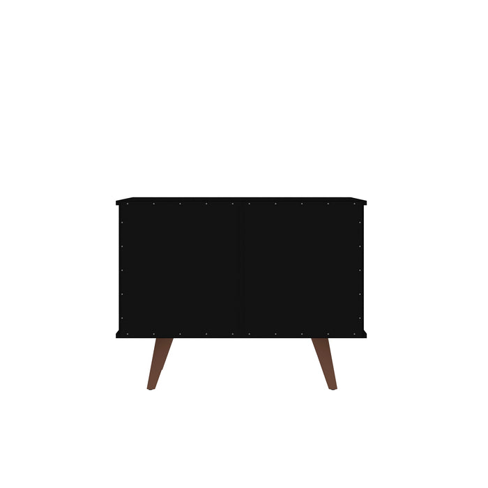 Manhattan Comfort Hampton 2-Shelf Accent Cabinet with Solid Wood Legs - Black