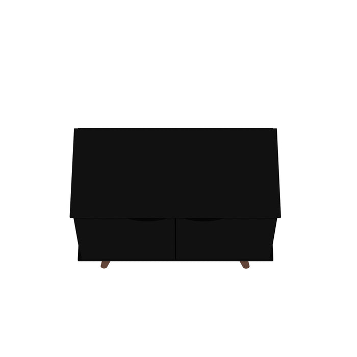 Manhattan Comfort Hampton 2-Shelf Accent Cabinet with Solid Wood Legs - Black
