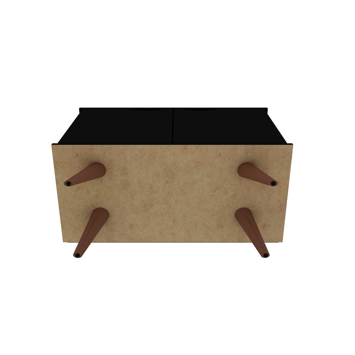 Manhattan Comfort Hampton 2-Shelf Accent Cabinet with Solid Wood Legs - Black