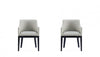 Gansevoort Modern Wood Vegan Leather Armchair in Stone Gray - Set of 2 Dining Chair