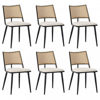 Oliver Modern Dining Chairs with PU Upholstered and PE Rattan Backrest Set of 6,Black  