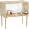 Pawhut Large Hamster Cage, 28\"length Wooden Hamster Cage For Syrian, Dwarf, Gerbil, Hamster Habitat With Seesaw, Water Bottle, Food Dish, Hut, Transparent Panel For Easy Observe