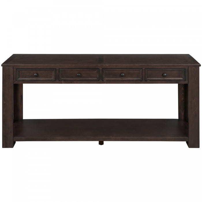Gracie Solid Wood Console Table With Drawers And Shelf - Espresso