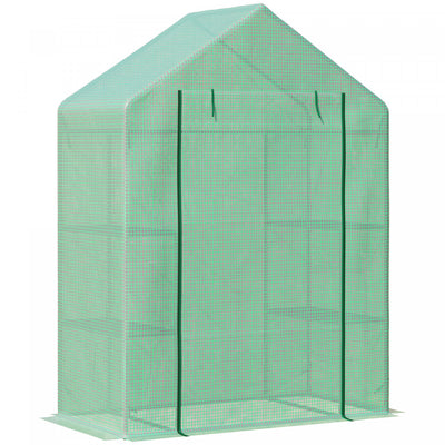 Outsunny Walk In Greenhouse For Outdoor, Portable Gardening Plant Grow House With 2 Tier Shelf, Roll|Outsunny Portable 4 Niveaux De Serre Chaude Pour Plantes D'interieur Et Tente De Culture De Fleurs A