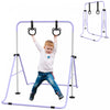 Qaba Gymnastics Bar For Kids, 35\"-50\" Adjustable Height Foldable Horizontal Bar With Gymnastics Rings, Non-slip Rubber Floor Rings, For Home Training Equipment, Purple