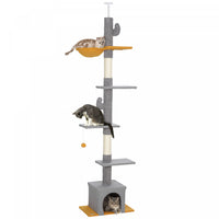 Pawhut Floor To Ceiling Cat Tree, Cat Tower With 90.5