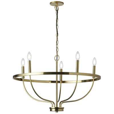 Dainolite Cesar 5 Light Chandelier Aged Brass Lamp|Lustre Cesar de Dainolite avec fini laiton vieilli et 5 ampoules