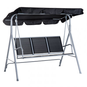 Outsunny 3-seater Patio Swing, Outdoor Swing Chair, A Frame Porch Swing With Canopy Garden Hammock Glider Bed, Black