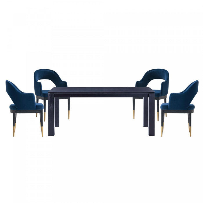 Carrington and Rockaway Modern Industry Chic 5-Piece Dining Set in Midnight Blue and Black