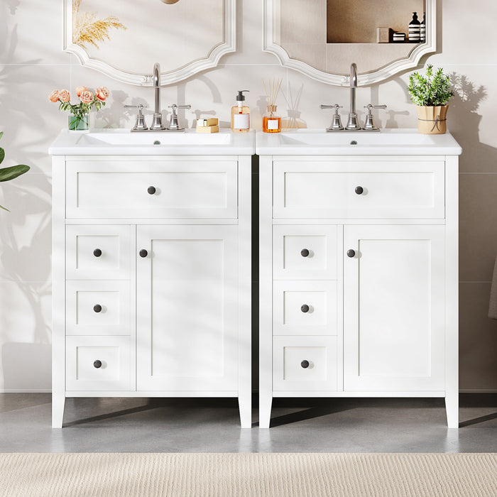 Aura 48 Inch Double Sink Vanity Combo with Drawers and Cabinet, White