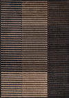 Maverick Beige Brown Black Striped Design Rug, 7'10\" x 10'6\" Indoor Area Rug