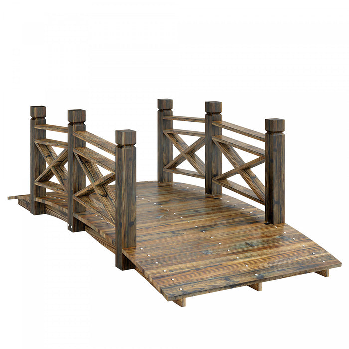 Outsunny Garden Bridge Arc Footbridge Carbonized for Outdoor, Lawn, Pond