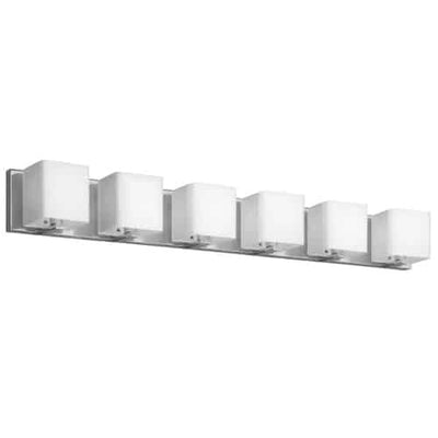 Dainolite Verona 6 Light Vanity Light Polished Chrome Finish Frosted Glass Shade Lamp|Lumière de coiffeuse Verona de Dainolite avec abat-jour en verre givré, fini chromé poli et 6 ampoules