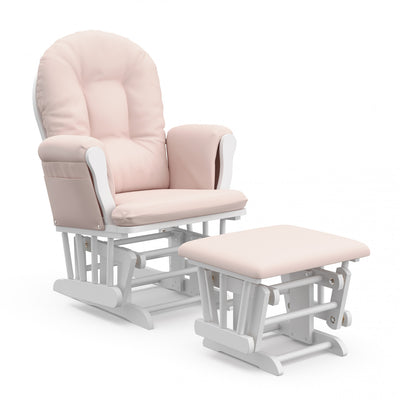 Storkcraft Hoop Glider and Ottoman - White/Pink Chair