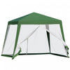 Outsunny 10x10ft Party Tent Canopy With Netting, Patio Screen House Slant Leg Outdoor Gazebo Sun Shade Shelter, Green