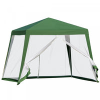 Outsunny 10x10ft Party Tent Canopy With Netting, Patio Screen House Slant Leg Outdoor Gazebo Sun Shade Shelter, Green