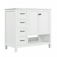 Oakmere 36 Inch Single Sink Bathroom Vanity with Two Doors and Two Drawers, White