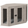 Pawhut 41\" Dog Crate Furniture, Corner Dog Crate End Table For Medium And Small Dogs, Indoor Dog Cage With Cushion, Door, Lock, Grey