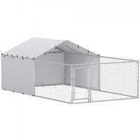 Pawhut Outdoor Dog Kennel With Waterproof & Uv-resistant Cover, Dog Run With Secure Lock For Small Medium Large Dogs, 13.1' X 7.5' X 4.9'