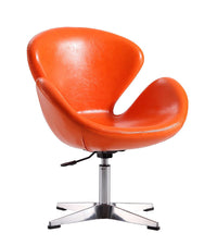 Manhattan Comfort Raspberry Polished Chrome Faux Leather Adjustable Swivel Chair - Tangerine